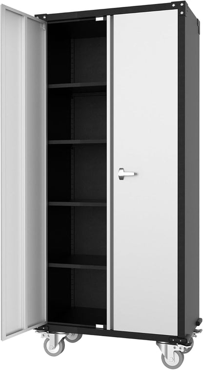 GarveeHome Metal Storage Cabinet on Wheels 72 in – Lockable Rolling Storage by GarveeHome