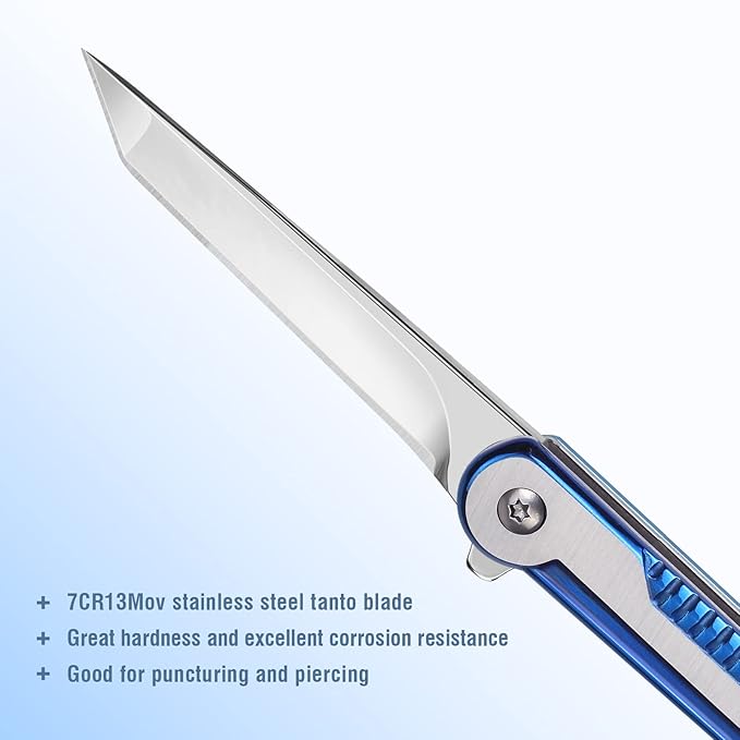 EDC Pocket Knife for Womens, Tanto Folding Knives - Image 2