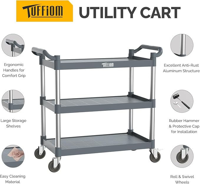 TUFFIOM Plastic Service Utility Cart - Image 2