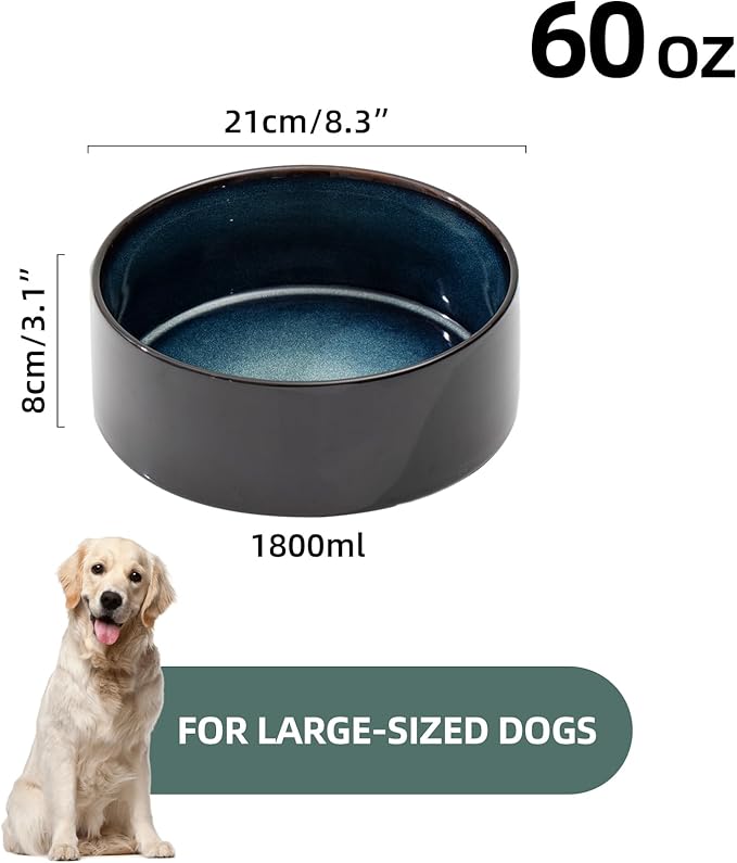 Ceramic 8.2inch Dog Bowl for Large-Breed Dogs, Anti-Slip and Weighted Pet Food - Image 2
