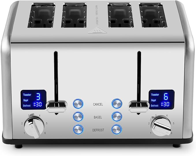 Stainless Steel Toaster, CUSIMAX 4 Slice Toaster - Image 2