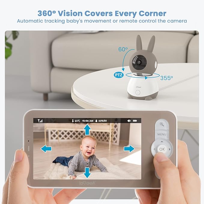 ieGeek 2K Split-Screen Baby Monitor, WiFi Smartphone Video Dual Camera - Image 5