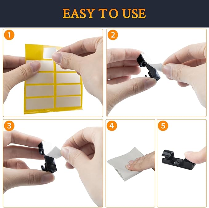 SOULWIT 50 Pcs Self Adhesive Cable Management Clips, Cable Organizers Sticky - Image 5