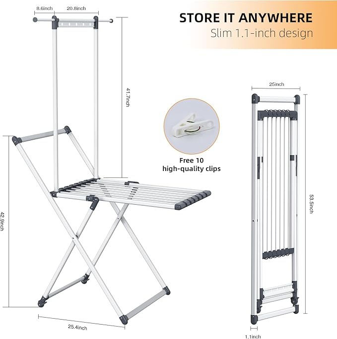 Unkqan Clothes Drying Rack, Foldable Laundry Rack - Image 5
