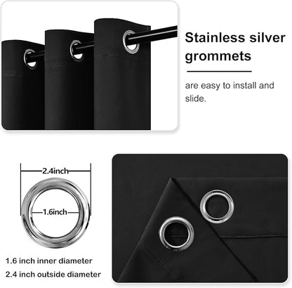 DWCN Black Blackout Curtains for Bedroom, Thermal Drapes 54 Inches Long - Image 5