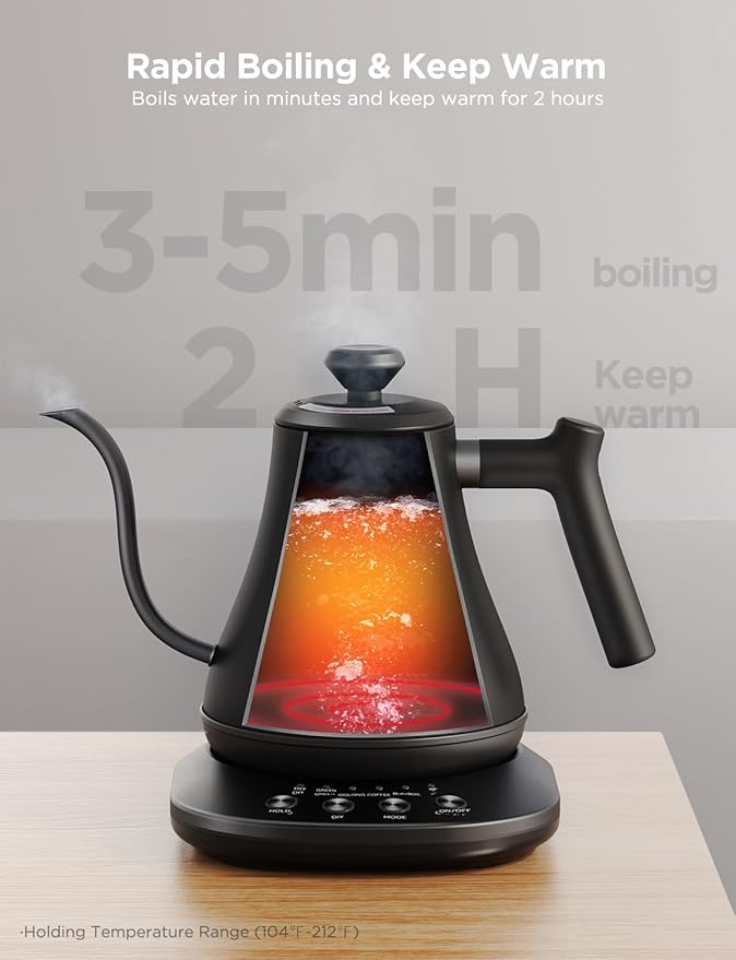 Govee Smart Electric Kettle, WiFi Variable Temperature Gooseneck Pour Over - Image 3