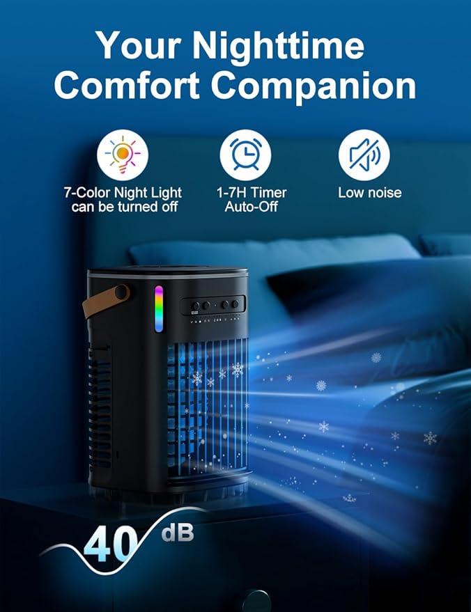 3-IN-1 Portable Air Conditioners, 5400mAh Built-In Battery Personal Evaporative - Image 6
