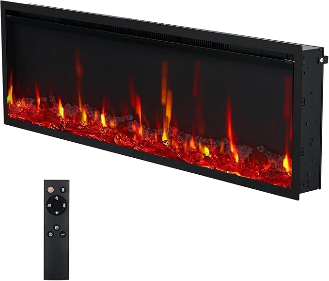50" Electric Fireplace Wall Mounted & Recessed by Unknown