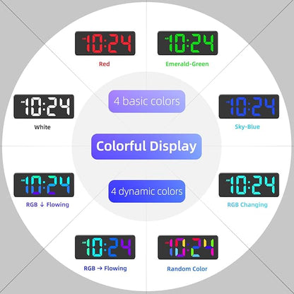 LED Digital Wall Clock with Dynamic RGB Display, Big Digits, Auto-Brightness - Image 2