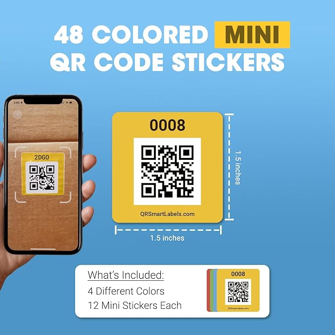 SmartLabels | Small QR Code Stickers | Mini 1.5 x 1.5 inch QR Code Labels | - Image 2