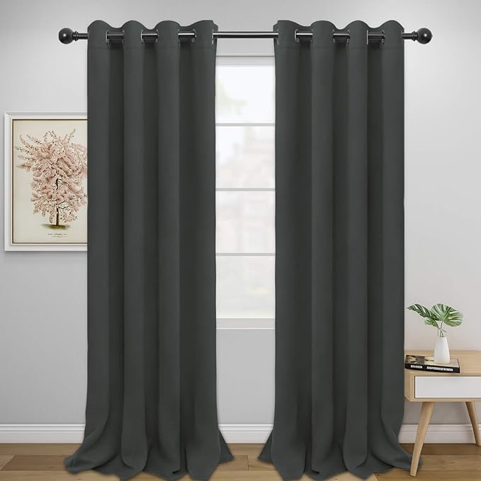 Easy-Going Blackout Curtains for Bedroom, Solid Thermal Insulated Grommet and by Easy-Going