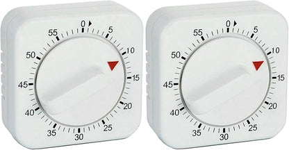 Square 60 Minute Mechanical Kitchen Timer, Manual Countdown Timer by NUOSWEK