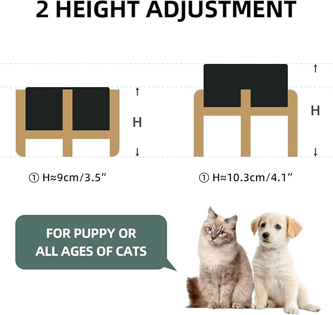 Ceramic Raised Dog and Cat Bowl Set, 2 Heights Elevated Stand, Food and Water - Image 3