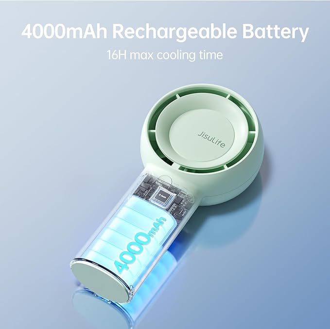 JISULIFE Portable Handheld Turbo Fan, 4000mAh USB Rechargeable Personal Battery - Image 3