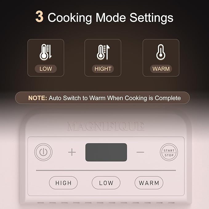 Magnifique 4 Quart Casserole Digital Slow Cooker, Premium Ceramic Bakeware - Image 4