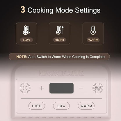 Magnifique 4 Quart Casserole Digital Slow Cooker, Premium Ceramic Bakeware - Image 4