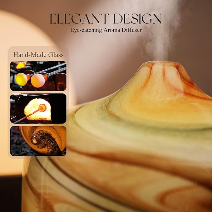 Porseme 500ml Glass Essential Oil Diffuser Aromatherapy Ultrasonic Cool Mist - Image 5