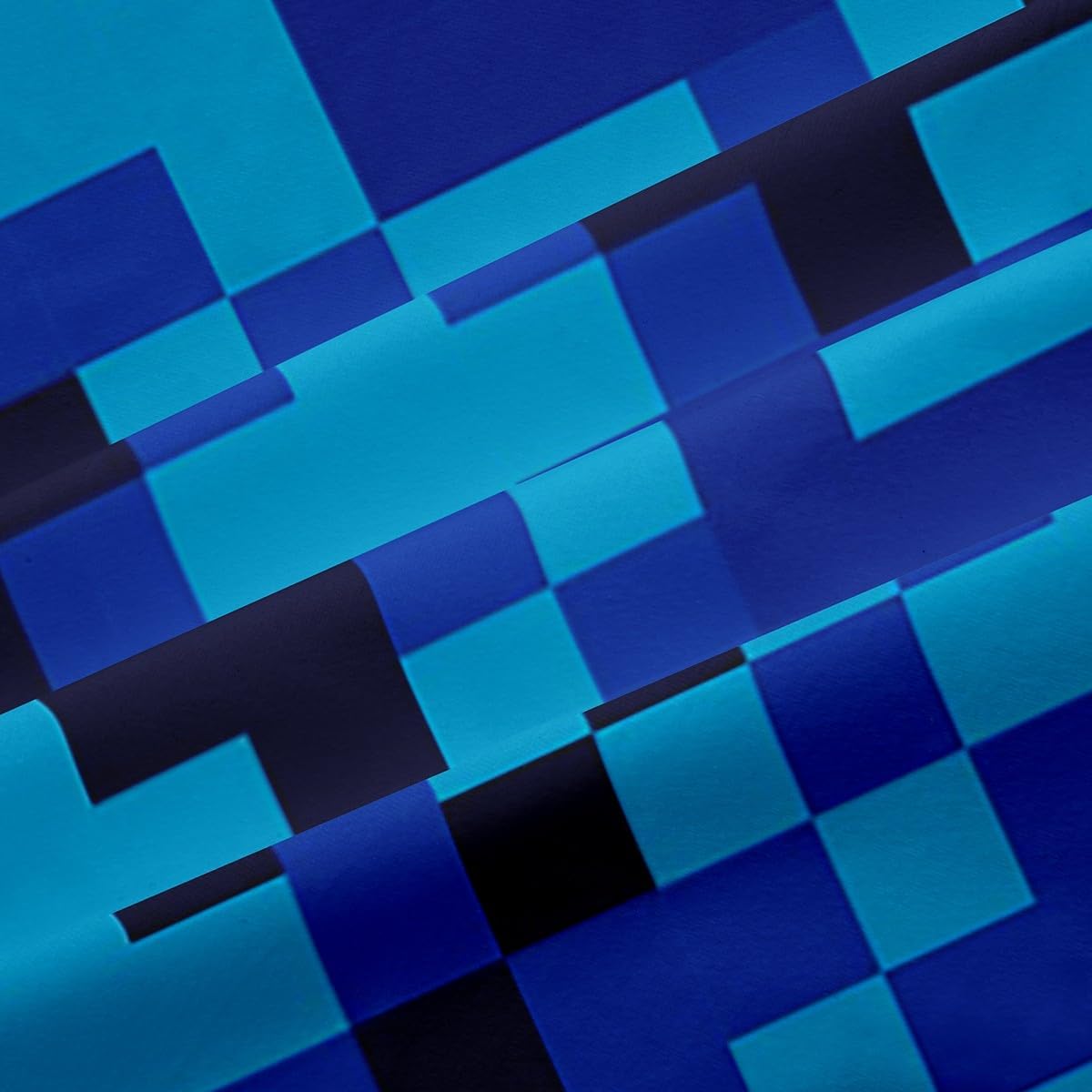 Castle Fairy Navy Blue Camouflage Window Curtain,Geometric Checked Bedroom Decor Curtains,Kids Boys Teens Pixelated Miner Style Window Treatment Video Games 100% Blackout Drapes 2 Panels,38Wx54L