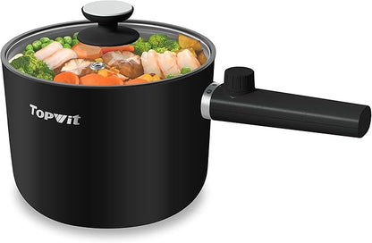 Topwit Hot Pot Electric, 1.5L Ramen Cooker, Portable Non-Stick Frying Pan by TOPWIT