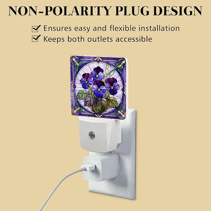 PODMemory Violet Stained Glass Night Lights Plug into Wall - Image 4