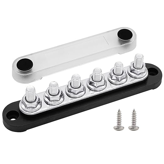 6 x M8 Studs Power Distribution Block Bus Bar 12V, Ampper 5.9" HD 200A Marine by Ampper