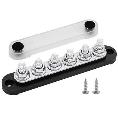 6 x M8 Studs Power Distribution Block Bus Bar 12V, Ampper 5.9" HD 200A Marine by Ampper