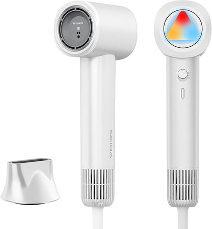 Hair Dryer with Nozzle- Negative Ionic Blow Dryer, AI Smart Thermo-Control with by SEIGA