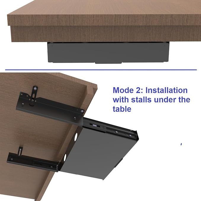 Under Desk Mounted Slide out Drawer, W 13.4" x D 9.3" Storage Organizer - Image 3