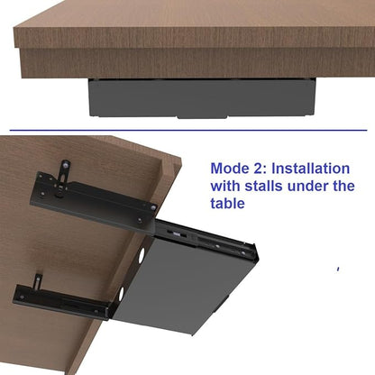 Under Desk Mounted Slide out Drawer, W 13.4" x D 9.3" Storage Organizer - Image 3