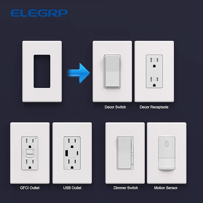 ELEGRP 1-Gang Screwless Decorative Wall Plates, Mid-Size Unbreakable - Image 5