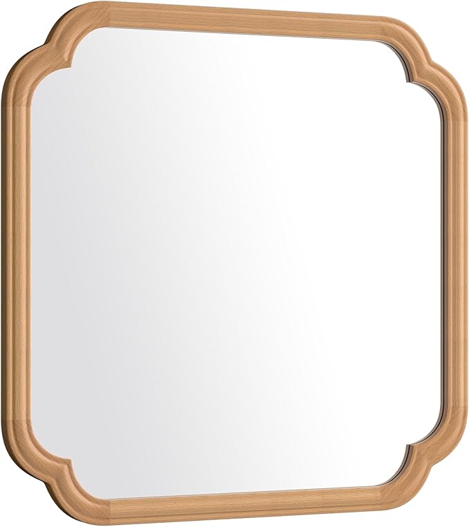 Ferytane Square Natural Wood Mirror 24X24 Inch, Wood Mirror - Image 8
