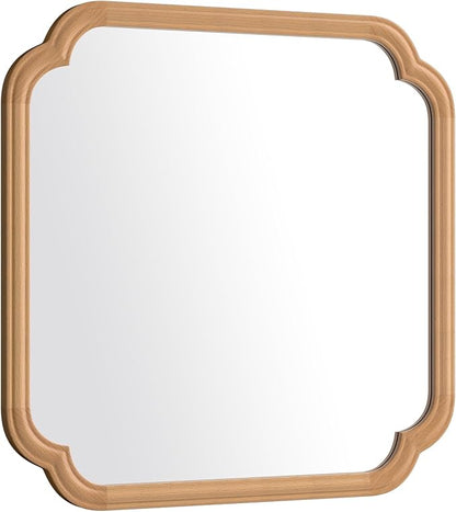 Ferytane Square Natural Wood Mirror 24X24 Inch, Wood Mirror - Image 8
