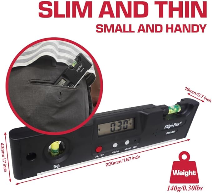 Digi-Pas DWL200 Electronic Torpedo Level, Protractor, Angle Gauge, Angle Finder - Image 5