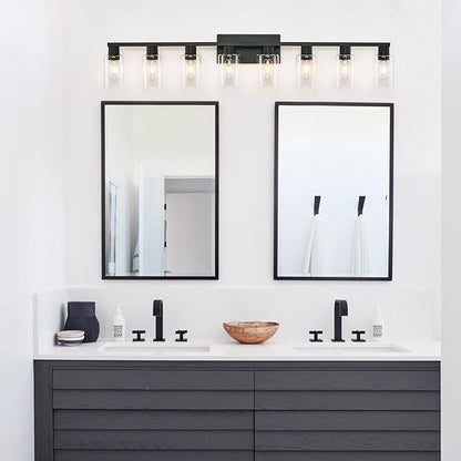 8 Light Bathroom Vanity Light, Matte Black Bathroom Vanity Lights Over Mirror - Image 2