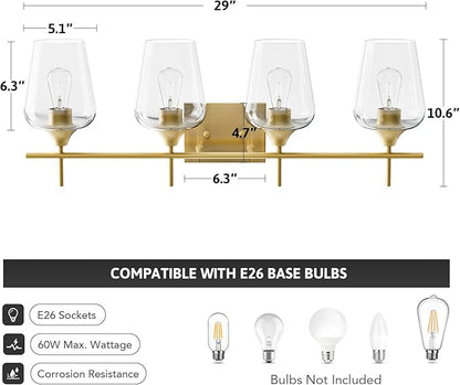 VONLUCE Bathroom Vanity Light, 4 Light Bathroom Light Fixture Over Mirror - Image 5