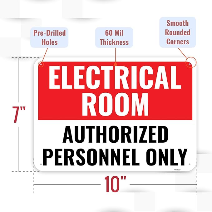1PC Electrical Room Sign, 10 x 7 Inches - Image 2