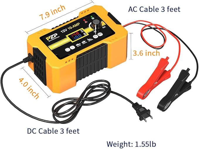 12V Automatic Car Battery Charger, 0-10A Arbitrarily Adjustable Smart Trickle - Image 7