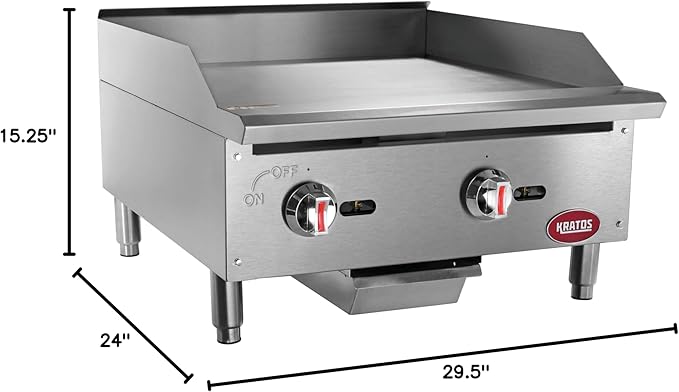 Kratos 24" Wide Commercial Countertop Griddle, Gas Hot Plate - Image 8