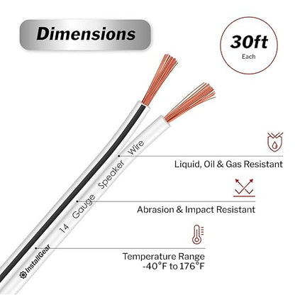 InstallGear 14 Gauge Speaker Wire - 30ft Black Audio Cable - Image 3