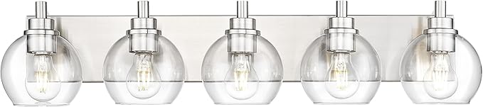 METWET Bathroom Light Fixtures, 5 Light Brushed Nickel Vanity Light, 32 Inch by Metwet