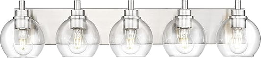 METWET Bathroom Light Fixtures, 5 Light Brushed Nickel Vanity Light, 32 Inch by Metwet