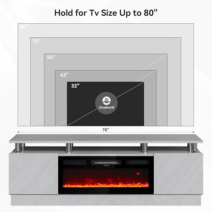 oneinmil 36" Electric Fireplace Integrated TV Stand - Image 7