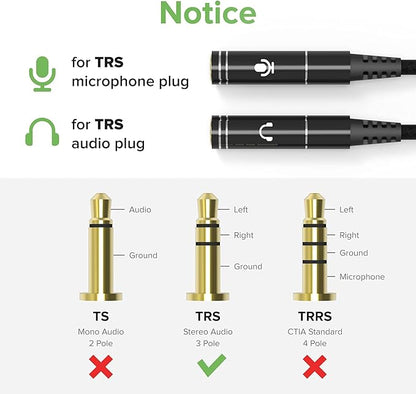 ChargeWorx 3.5mm Mic and Headphone Jack Splitter, Y-Splitter Adapter - Image 6