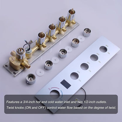 KATAIS Full Body Shower System Chrome Tempreature Display Shower Faucet Set - Image 7