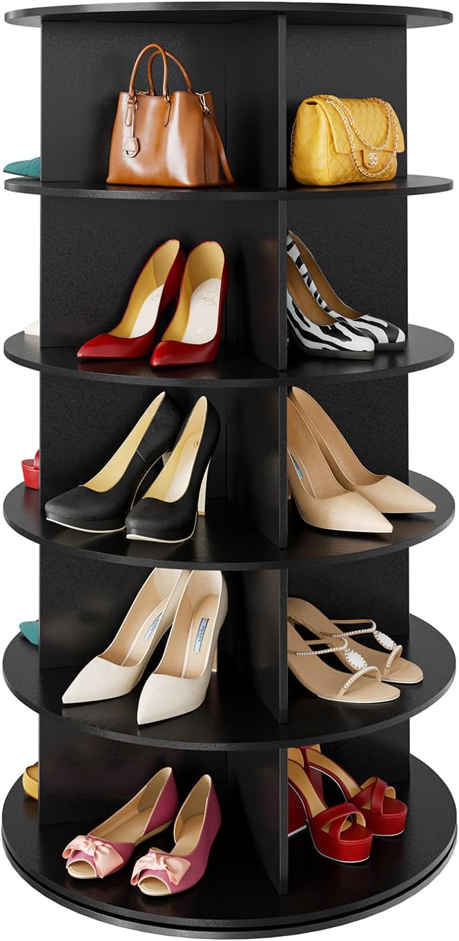 SpaceAid 5 Tier Rotating Shoe Rack Tower, Spinning Shoe Display Lazy Susan by SpaceAid