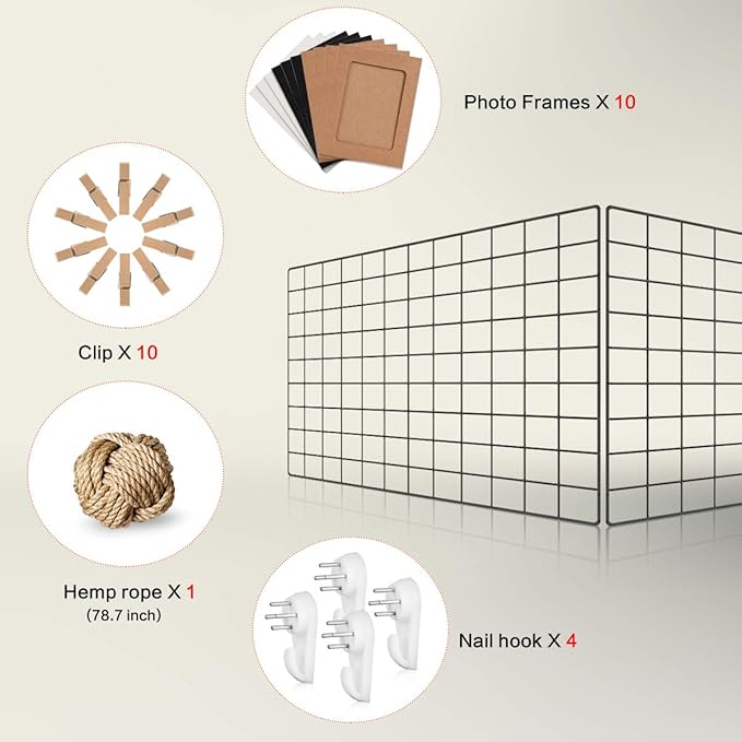 PAMANO Wall Photo Grid Shelf, Wall Hanging Ins Art Display Grid Panel - Image 5
