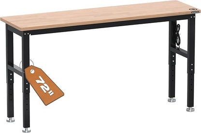 WORKPRO 72" Adjustable Workbench, 3000 LBS Load Capacity Hardwood Garage by WORKPRO