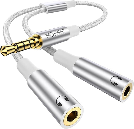 MOSWAG Headphone Splitter, 3.5mm Stereo Audio Splitter, Hi-Fi Sounds Extension by MOSWAG