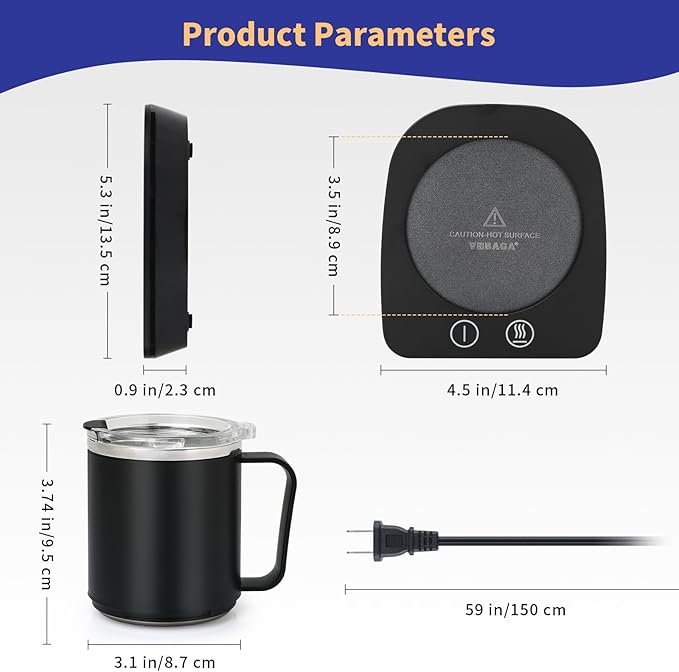 VOBAGA Coffee Mug Warmer with 15oz Mug Set, Electric Coffee Cup Warmer with - Image 4