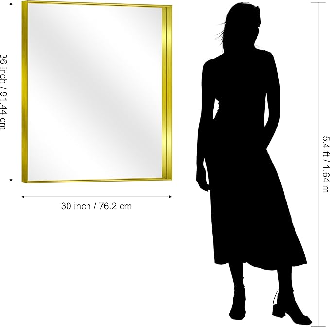 CIRCUMI Gold Bathroom Mirror, Brushed Finish, Tempered Glass, Mirror - Image 7